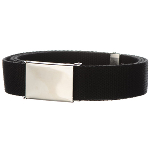 Canvas web belts with polished clamshell buckle